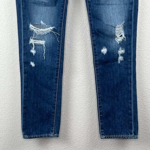Paige Low Rise Distressed Denim Jimmy Jimmy Skinny Medium Wash Blue Jeans 24 USA - Picture 6 of 12